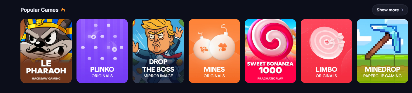 Selection of popular licensed slot titles